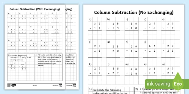 An expression involves subtracting two numbers from a given