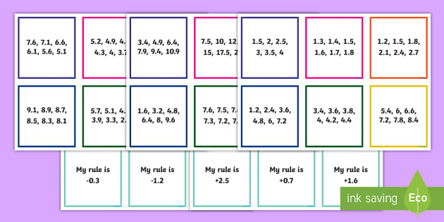 Decimal Number Pattern Rule Matching Cards Teacher Made