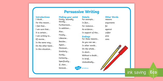 good transition words for persuasive essays