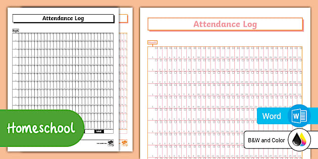 Homeschool Attendance Tracker - Printable Attendance Sheet