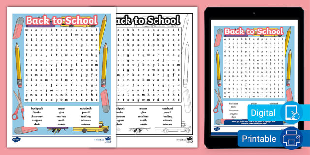 Back To School Word Search Activity For Kids | Twinkl Usa