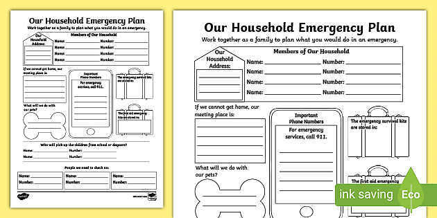 household emergency plan family plan teacher made