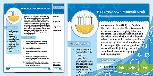 DIY Kids Hanukkah Menorah 3D Craft Set 10+