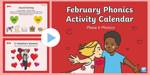 Phase 6 Phonics - Activity Calendar PPT - February - KS1