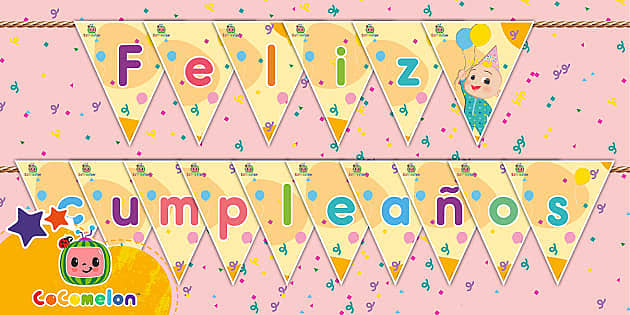 FREE! - GRATIS CoComelon: Banderines de cumpleaños - Twinkl