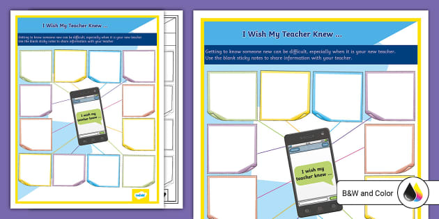 Eighth Grade I Wish My Teacher Knew First Day of School Activity