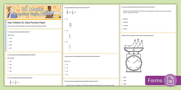 Year 6 Maths 2 GL Style Practice Paper - Twinkl