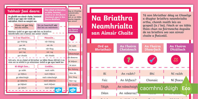 Briathra Neamhrialta san Aimsir Chaite Póstaeir | Twinkl