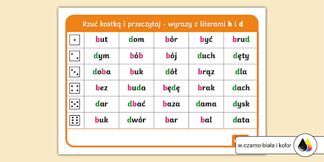 Rzuć Kostką I Przeczytaj | Wyrazy Z B I D | Gra - Twinkl