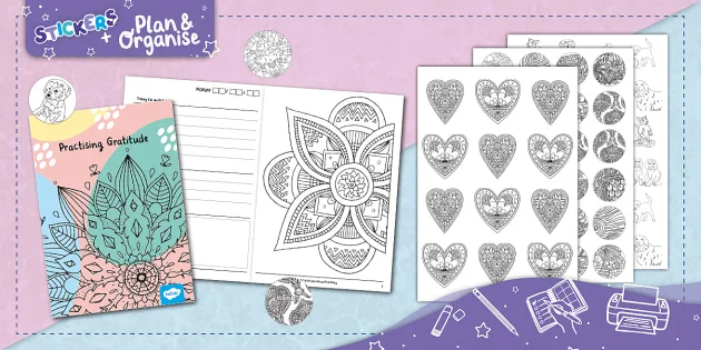 Gratitude Journal with Mindfulness Colouring + Stickers Bumper Pack