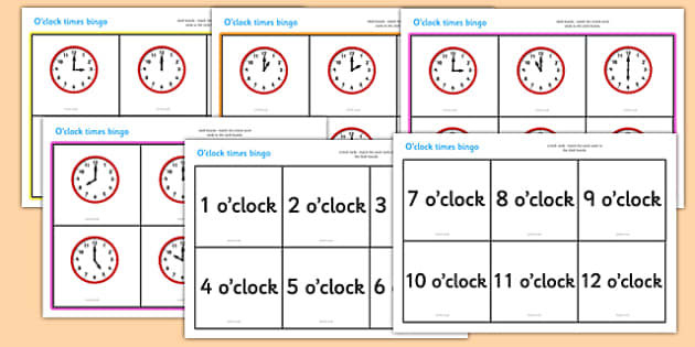 O Clock Time Bingo Esl Time Games Teacher Made Twinkl