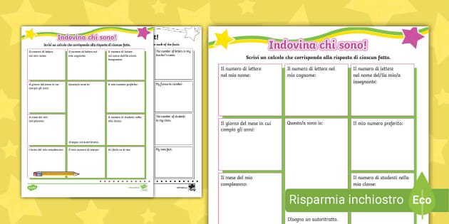 Attività di matematica Indovina chi sono (teacher made)