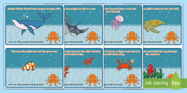 Sea Animals Shapes Busy Bag Prompt Card and Resource Pack