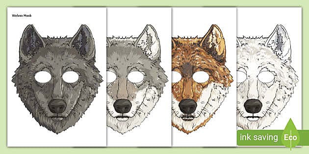 4 Wolf Mask Templates (teacher made) - Twinkl