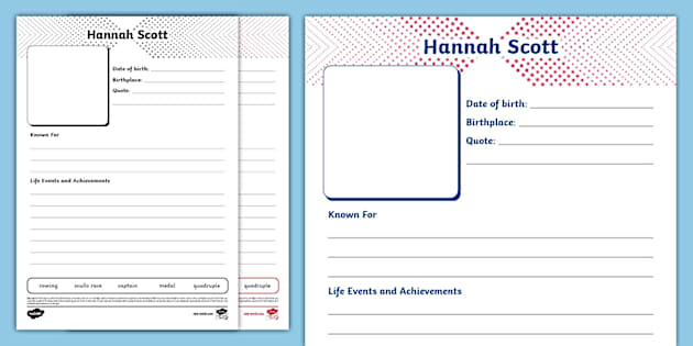 Hannah Scott Biography Template Teacher Made Twinkl