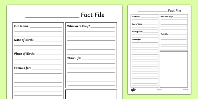 Significant Individuals Fact File Template KS1 Resource