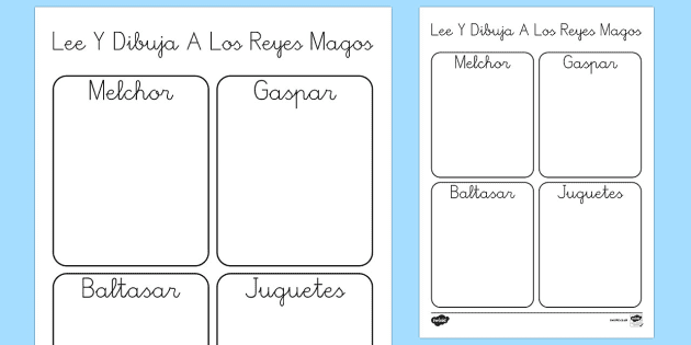 Dibuja a los Reyes Magos Ficha de leer y dibujar-Spanish