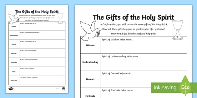 The Gifts of the Holy Spirit Worksheet | Easily Downloadable