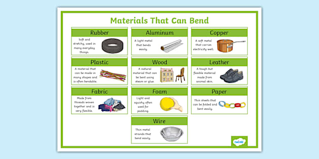 10 Materials That Can Be Bent Display Poster (teacher made)