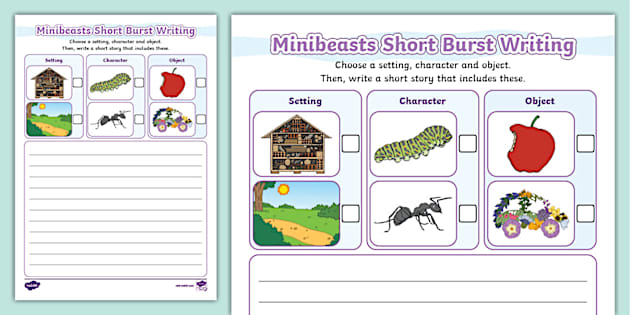 Minibeasts Short Burst Writing Template (teacher made)