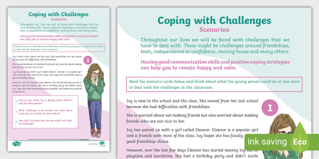 KS2 Coping with Challenge Scenarios Activity - Wellbeing