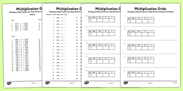 multiplying 4 digit numbers by 2 digit numbers worksheet