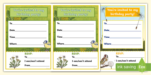 FREE! - Dandelion Themed Party Invitations (teacher made)