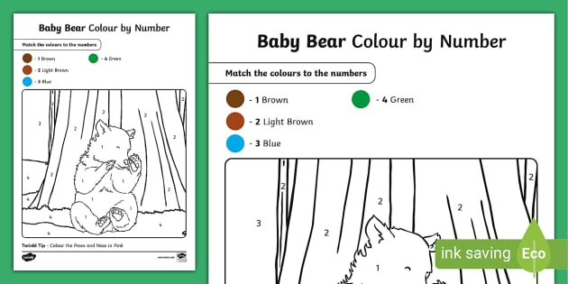 FREE! - Baby Bear Colour by Number (teacher made) - Twinkl