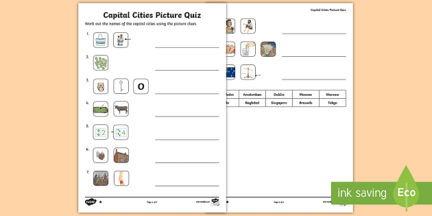world capital cities picture quick quiz teacher made