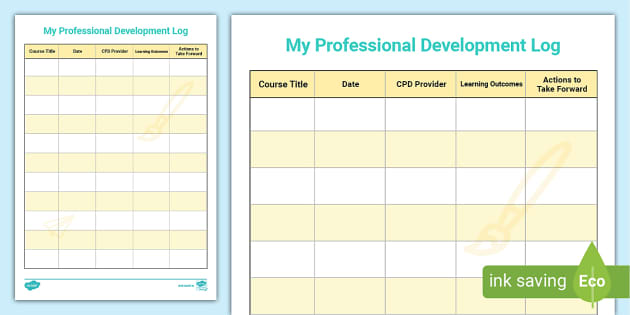 Early Years Professional Development Log teacher made