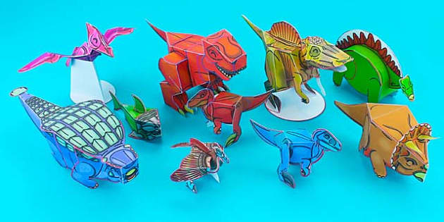 3D Dinosaur Paper Models (teacher made) - Twinkl