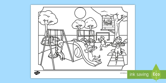 At the Park Colouring Page (teacher made) Twinkl