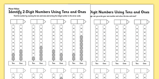 Ks1 Maths Place Value Identify 2 Digit Numbers Using Tens And Ones Worksheet