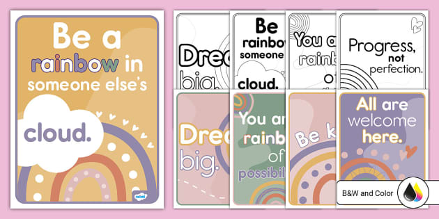 Muted Rainbows Theme Posters (Teacher-Made) - Twinkl