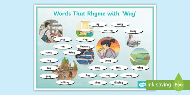 Way' Rhyme Words Word Mat (Teacher-Made) - Twinkl