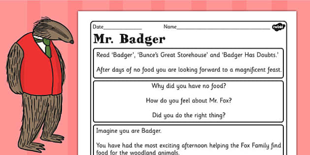 Badger Diary Writing Challenge Activity to Support Teaching on