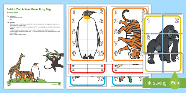 Build a Zoo Animal Game Numeral Version Busy Bag Resource Pack for Parents