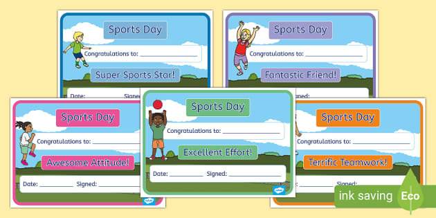 運動会 賞状テンプレート 英語 Sports Day Certificates for Children
