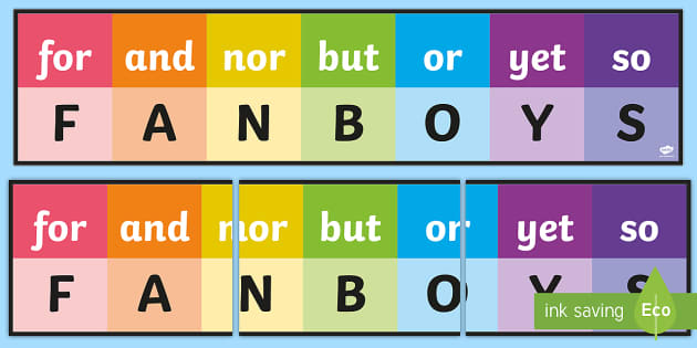 Fanboys Coordinating Conjunctions Poster Colourful Literacy -  Portugal