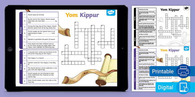 Yom Kippur Crossword (Teacher Made) Twinkl