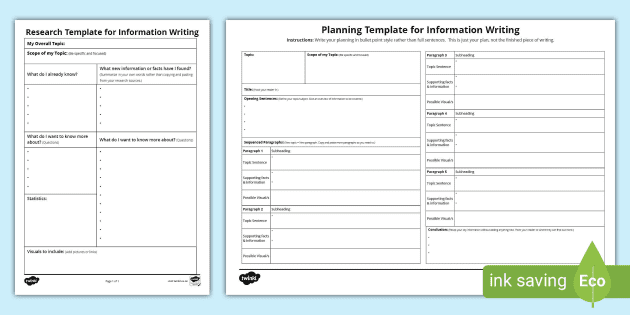 Information　Templates　Level　Writing　Planning　Research　(Paper)