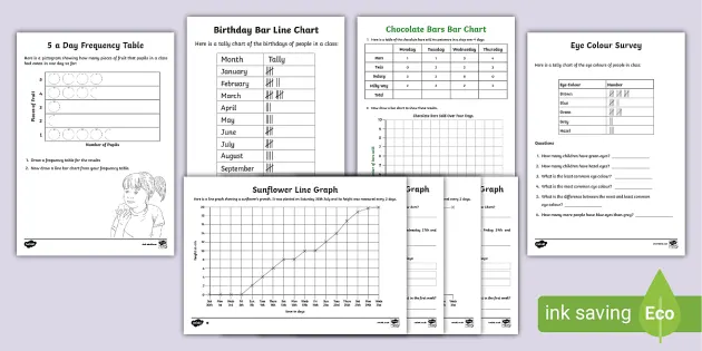 data handling worksheets pack teacher made