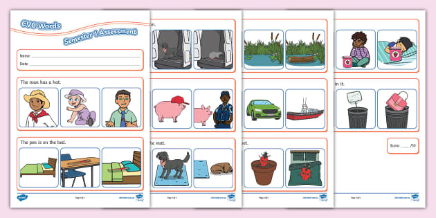 CVC Words Semester 1 Assessment - Twinkl