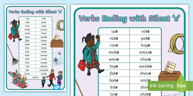 Verbs Ending in Silent 'e' Poster | Twinkl Resources