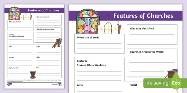 Features of Churches Fact File Template (teacher made)