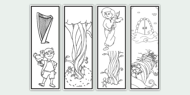 Jack and the Beanstalk Colouring Bookmarks - Twinkl