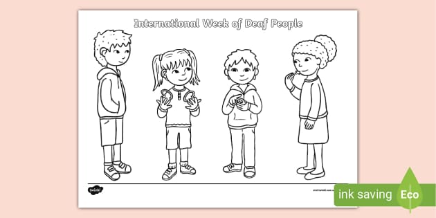 International Week of Deaf People Colouring Page - Twinkl