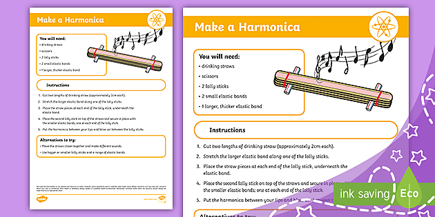 FREE! - Make a Harmonica Craft Instructions (Teacher-Made)