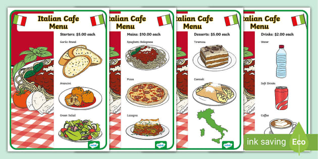 italian fine dining menus