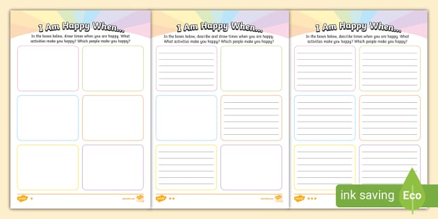 * NEW * I am Happy When... Worksheet (teacher made) - Twinkl